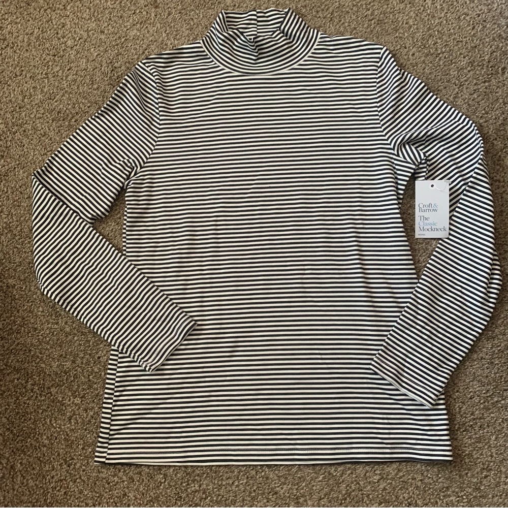 NWT Croft & Barrow The Classic Mockneck Top Small Petite